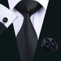 Envío rápido Mens Corbata Black Tie Set Silk Hankerchief Gemelos Mens Jacquard tejido Classic Business Lazo Corbata Tres Set N-0251
