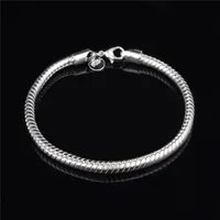 Yüksek kalite 925 ayar gümüş kaplama yılan zincir bilezik 4 MM X 20 CM Moda erkek Takı Ücretsiz kargo
