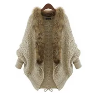 NOUVEAU CHEAP FEMME MOHAIR BATWING TRICOT PULL FAUX FAR COLLIER FEMME PULL CARDIGAN MANCHES LONGUES CARDIGAN FEMME F0216