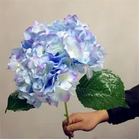 Искусственная гидрангея цветок 80 см/31,5 "поддельные одиночные гортензии шелковые цветы 6 цветов для свадебных центральных декоративных цветов.