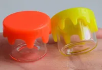 6ml szklany słoik z zielonym żółtym czerwonym silikonem Drippy DRIP CAP Custom Print Logo E Papieros Wax DAB Oil Container Stah Storage