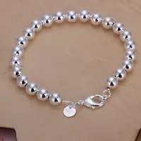 Venta caliente MEJOR REGALO 925 Silver 8m Beads Pulsera - DFMCH126 Sólido, Nueva Moda 925 Pulseras de cadena de cadena de placa de plata esterlina