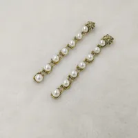 Baroque Vintage Metal Lion head Stud earrings for women Fashion Brand wedding jewelry Pearl earrings pendant Bridal Brincos