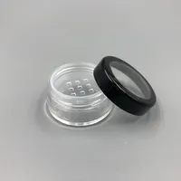 5 ml 5g Portable Tomt Clear Make-up Powder Container med Sifter och Svart Skruvlock 10g Lös Pulver Jar Pot Box Fodral