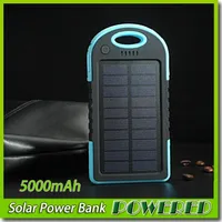 5000mAh 2 Port USB Port Solar Power Bank Batterie de sauvegarde externe avec boîte de vente au détail pour iPhone iPad Samsung