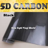 Premium High Glossy Black 5D Carbon Fiber Car Vinyl Wrap Film Foil Sticker Air Free Car Wrapping