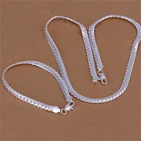 S085 precio de fábrica 925 plata 5MM collar de cadena de serpiente (20inches) pulseras (8inches) joyería de moda conjunto para hombres envío gratis