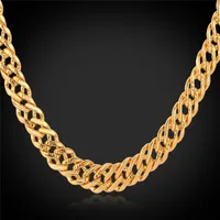 Classic Gold Chain 18K Stamp Women Men Jewelry Gold/Rose Gold/Platinum Plated Fashion Chain Necklace