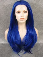 S02 24 "Straight # 3500 Blue Synthetic Hair Lace Front Fashion Ladies Kostym Party Wig Fashion Blue Lace Wig
