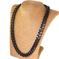 Men Boys 316L Pure Stainless steel black Curban Curb Chain Necklace 10mm 24'' for xmas   birthday Bling Jewelry Gifts
