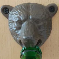 Väggmonterad korkskruv retro fast typ björnhuvud gjutjärn öl flaska öppnare kök bar verktyg svart 7lj c