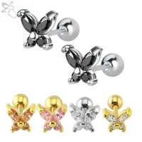Stud ZS vlindervorm roestvrijstalen oorbellen kleurrijke CZ Crystal Ear studs voor kinderen meisjes baby kinderen schattige piercings