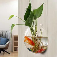 Vaser kreativa multifunktionshydroponiska glasflaskvägg hängande fiskbehållare transparent blomma