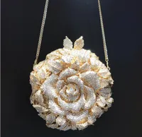 Luxury Wedding Clutch Women Prom Party Diamond Crystal Flower Handbags Bride Purse Evening Bags