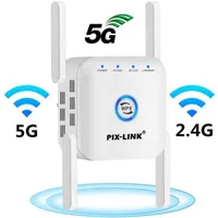 PIXLINK 5G WiFi Repeater WiFi Amplifier 5Ghz Long Range Extender 1200M Wireless Booster Home Wi-Fi Internet Signal Amplifier G1109