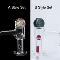 A&B Sets 20OD US Grade Weld Beveled Edge Smoking Terp Slurper Quartz Banger With 22mm Glass Bead 10mm Ruby Pearls & Pill Suitfor Water Bong
