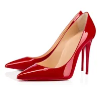 Red Bottom Pumps Sandals Luxury Kate 100 mm Popular Women High Heels Wedding Dress Shoes Fashion Bride Gradient Patent Leather Pointed Toes Sandal [With Box] EU 35-43