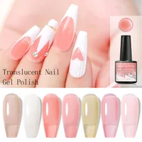 Gel Nail Meet عبر 8ML Milky Jelly Polish Pink Soak Off UV Base No Wipe Top Coat Prinish