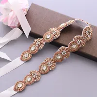 Fashines de boda Trixy S436 Exquisito Rhinestone Cinturón de diamante Sash Diamond Blet Charming Bridal Oro Oro India Cinturones de encaje