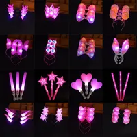 Parti Dekorasyon Pembe Serisi LED Işık Yanıp Sihirbaz Çubukları Kafa Bant Glow Stick Bar KTV Konser Tezahürat Props Rave Malzemeleri