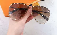 The Party Pilot Sunglasses Studes Gold Brown Shaded Sun Glasses Women Fashion Rimless sunglasses eye wear with box