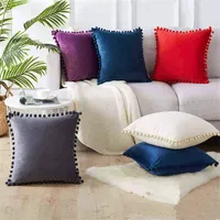 Soft Velvet Cushion Cover Decor Throw Pillow Case Solid Color Luxury Home Decor Living Room Sofa Seat Ball Tassel shaggy