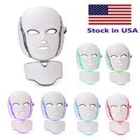 Archivio USA Fascia alta 7 colori LED LED terapia viso viso macchina maschera per collo facciale con microcorrente per il dispositivo di sbiancamento della pelle