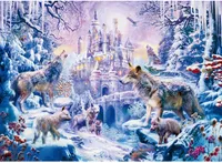 Puzzel 1000 stuks puzzels cadeau voor volwassen en kinderen educatief uitdagend speelgoed landschap beeld wolf in het bos