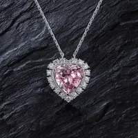 Designer handgjorda rosa safir halsband 14k vitguld eller sterling silver