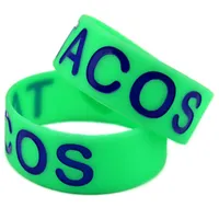 Charm Bracelets 1PC I Love Tacos Debossed And Filled In Color Silicone Wristband