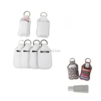 100st Svart Vit Sublimering Neopren Parfymflaskahållare SBR Blank Hand Sanitizer Bottle Cover Keychain Pendants