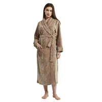 Serviette Merrylife Femmes Plus Taille Gaufle Brun Browne Colonaille Chaud Peignoir de nuit Kimono Robe de chambre Sleepwear Robe de bain pour dames
