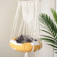 Camas de gato muebles tejidos a mano colgante canasta de algodón para mascotas para gatos gatitos swamock hamaca macrame accesorios de nido