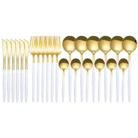 Spklifey Gold Spoon 24 pcs Golden Cutlery Ensembles Vaisselle en acier inoxydable Ensemble de vaisselle de vaisselle Spoons H Bbytwn 619 R2
