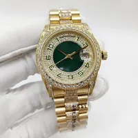 36 мм мода женские часы женские женские автоматические механические часы по дням женщины алмазные наручные часы из нержавеющей стали складные пряжки леди водонепроницаемые наручные часы