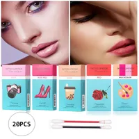 Lip Gloss 20 teile / Box Einweg Langlebige Matte Lippenstifte Set Wasserdichte Baumwolle Swab-Zigarettenetui-Glasur-Kit