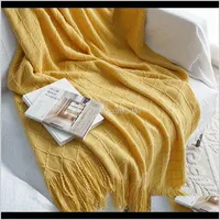 Couvertures Textiles Accueil Jardin Drop Livraison 2021 Tassel American Solid Couleur Tricot Touriste El Sofa Soft Soft Nap Climatisation Couverture Hou