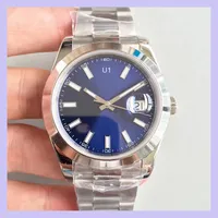Relógios de marca Relógios Datejust 41mm 2813 Movimento Automático Polido Aço Inoxidável 126300 Blue Sapphire Dial Oyster Pulseira V3 Watch Mens Watch