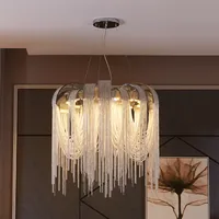 New Design Luxury LED Aluminum Chain Tassels Chandeliers Pendant Lamps Hanging Lights Lighting For Villas Living Room Light Gold / Silver Can Be Customized