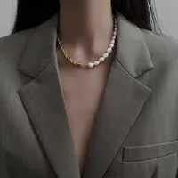 2021 Новые поступления модного золота, покрытые повязкой по веревочке Choker Choker Ожерелье Старинные барочные жемчужины с бисером ожерелье для вечеринки