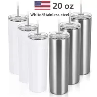 Estoque dos EUA 20 onças de sublimação em branco copos de copo de aço inoxidável de aço inoxidável