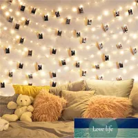 Suministros de fiesta 2M / 5M / 10M Photo Clip String Lights LED USB Aire exterior Batería de guirnalda con pinzas para la decoración del hogar