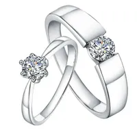 Chinesische Version Platin-platiniertes Diamant-Paar-Ring. Prong-Einstellung Öffnen verstellbarer exquisiter und eleganter Engagement-Schmuck.