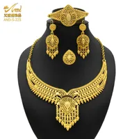 Collar de aretes Juego de joyas nupciales de 24k oro africano nigeriano y arete Ethiopian Dama de honor Joya de boda 5712630