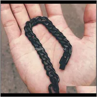 Jewelry Drop Livrot 2021 Black Bracelet Mens accessoires en acier inoxydable Chaîne de liaison cubaine à la main Retro Charme Bracelets Simple Hip Hop