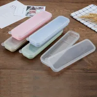 칼 붙이 학교 식기 저장 상자 투명 뚜껑 휴대용 젓가락 숟가락 포크 케이스 야외 사용