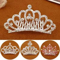 Girls Crown Hairpins Rhinestone Kryształ Księżniczka Klipsy Hair Combs Dzieci Dzieci Party Biżuteria Ozdoby Akcesoria