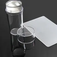 Nail Art Kits 2.8CM Head Clear Jelly Silicone Stamper Scraper With Cap Transparent Stamping Polish Transfer Templates Tools Manicure