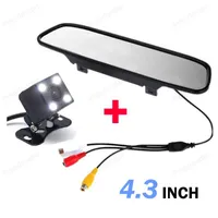 Car Video 4.3" TFT LCD 2 Input Mirror Monitor Parking Rear View With 4 LED Night Vision Reversing CameraCar