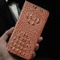 Original Handmade 3D Crocodile Skull Cases Vintage Genuine Leather Flip Stand Holder Cover For iPhone 12 Pro Max 11 XR XS 8 7